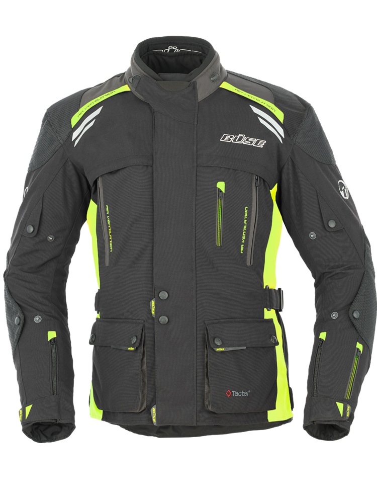 Kurtka motocyklowa tekstylna Büse Highland czarno-neonowa