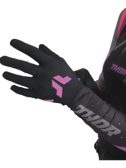 Rękawice cross damskie Thor Sportmode Iconic czarno-różowe