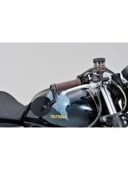 Lusterko motocyklowe krótkie Daytona D-Mirror-17 Flat do montażu na końcu manetki czarne [adapter]