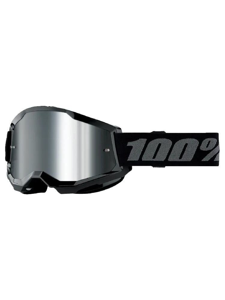 Gogle motocyklowe z szybą lustrzaną dziecięce 100% Strata 2 czarne
