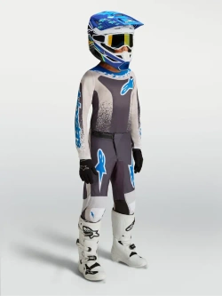 Spodnie cross dziecięce Alpinestars MX Fluid Drag czarno-szaro-niebieskie