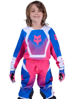 Bluza enduro dziecięca Fox 180 Collect biało-niebiesko-różówa