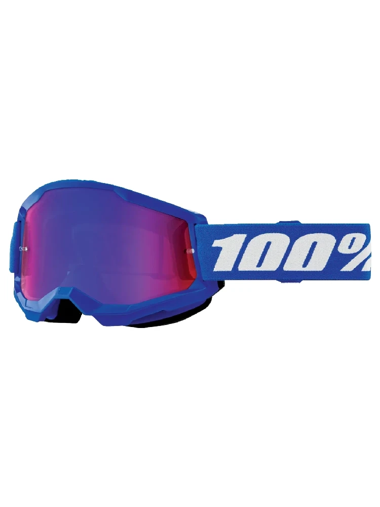 Gogle motocyklowe z szybą lustrzaną dziecięce 100% Strata 2 niebieskie