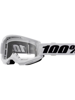 Gogle motocyklowe dziecięce 100% Strata 2 z przezroczystą szybką biało-czarne
