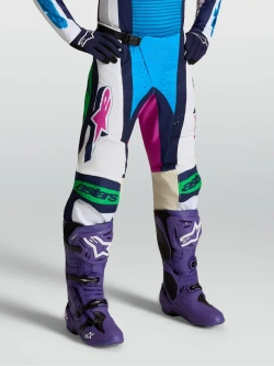 Spodnie cross Alpinestars MX Techstar Maven biało-niebiesko-zielone