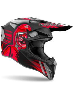 Kask enduro Airoh Wraaap Cyborg czarno-szaro-czerwony matowy