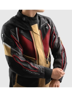 Kurtka motocyklowa tekstylna Rebelhorn Hardy 3.0 brązowo-szaro-czerwona