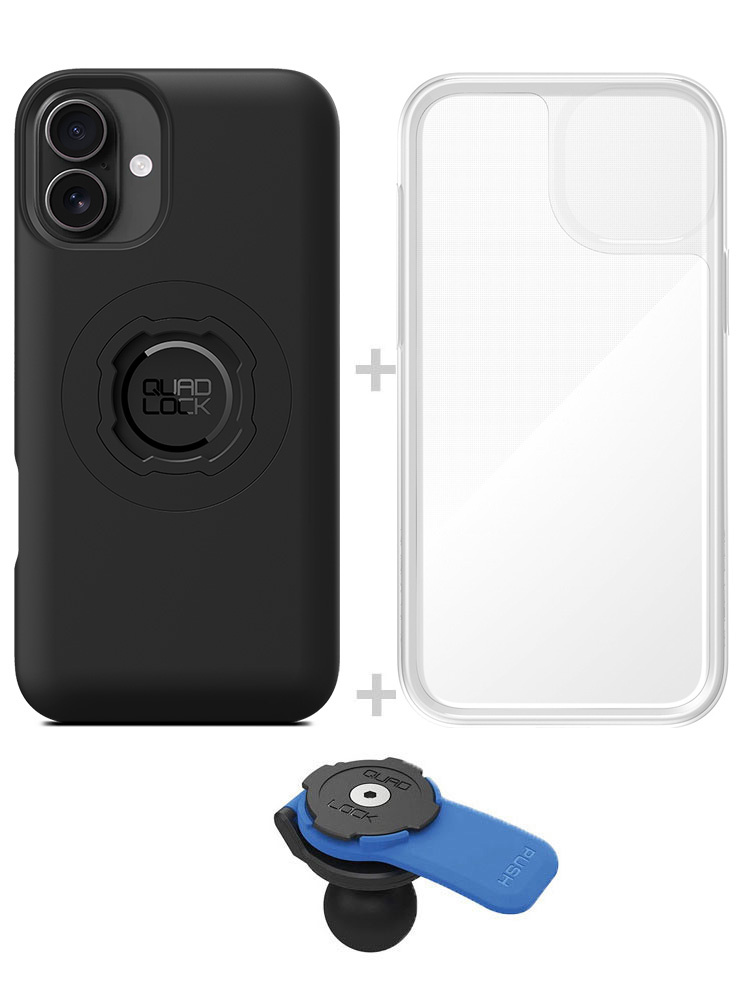 Zestaw: etui MAG na telefon iPhone 16 Plus (magnetyczne) + wodoodporny pokrowiec MAG + uchwyt kulowy Quad Lock