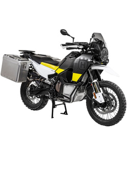 Zestaw: kufry boczne srebrne Zega Mundo + stelaże czarne Touratech Husqvarna Norden 901/ Expedition, KTM Adventure 890/ R/ 790/ R (38+45L)