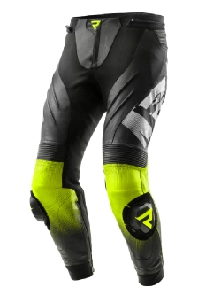 Spodnie motocyklowe skórzane Rebelhorn Inferno czarno-biało-żółte
