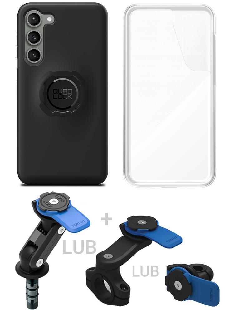 Zestaw na motocykl: etui na telefon Samsung Galaxy S23+ + wodoodporny pokrowiec + mocowanie Quad Lock
