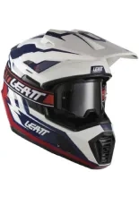 Kask enduro Leatt Moto 7.5 Royal biało-niebiesko-czerwony z goglami czarno-biało-czerwonymi
