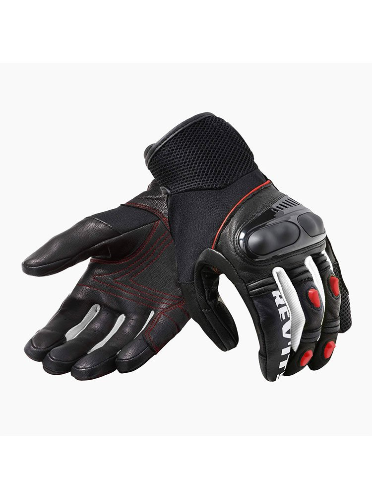 Rękawice motocyklowe tekstylno-skórzane REV’IT! Metric czarno-fluo czerwone