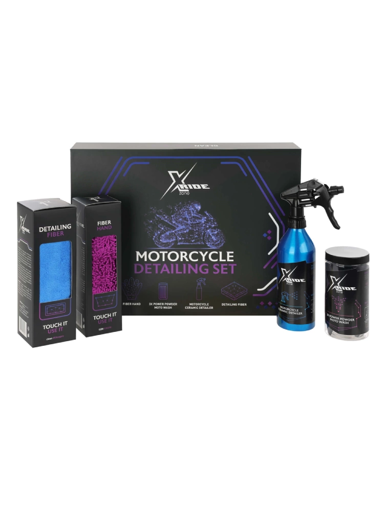 Zestaw do pielęgnacji motocykla Xzone Ride - mycie, detailer, mikrofibry