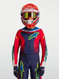Bluza cross dziecięca Alpinestars MX Fluid Drag niebiesko-czerwono-biała