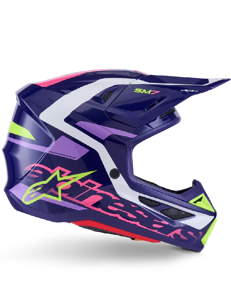 Kask enduro Alpinestars SM7 Deed fioletowo-różowy-fluo połysk