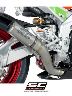 Tłumik CR-T High Position Titanium z siatką na rurze wylotowej SC-Project do Aprilia RSV4 RF/RR 2017