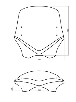 Szyba motocyklowa uniwersalna MRA V-Flow Xcreen-Sport "C" przezroczysta [bez mocowania]