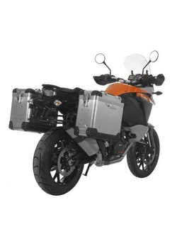 Zestaw: kufry boczne aluminiowe srebrne Zega Pro + stelaże czarne Touratech KTM 1050 Adventure/ 1090 Adventure/ 1290 Super Adventure (-20)/1190 Adventure/R (31+38L)
