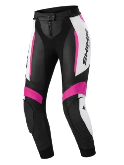 Spodnie motocyklowe damskie skórzane Shima Miura 2.0 czarno-biało-różowe