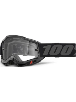 Gogle motocyklowe 100% Accuri 2 z przezroczystą szybką, czarno-szare