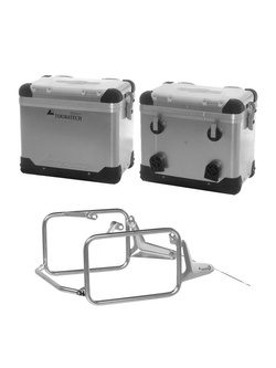 Zestaw: kufry boczne aluminiowe srebrne Zega Pro + stelaże Touratech do BMW R 1300 GS (23-) (45+45L)