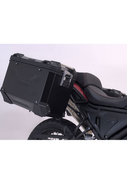 Zestaw: kufry boczne 37/45/38 + kufer centralny TRAX ADV + stelaże SW-MOTECH do motocykla Voge 650DS R810C / 650 DSX (21-), czarne