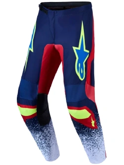 Spodnie cross Alpinestars MX Fluid Drag niebiesko-czerwono-żółte