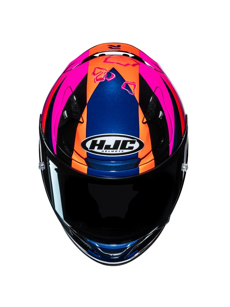 Kask integralny HJC RPHA 12 Dirano niebiesko-pomarańczowo-różowy