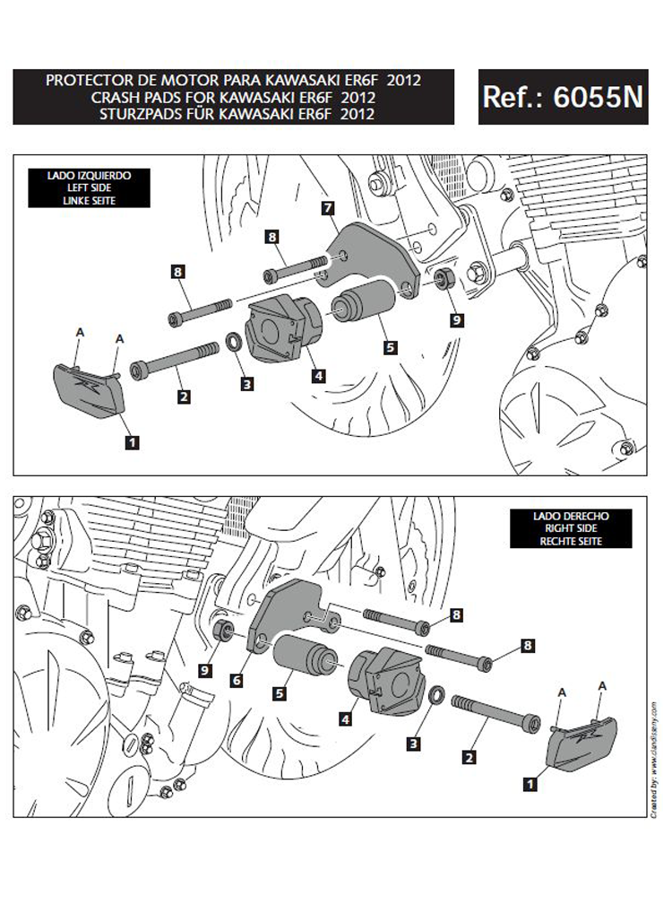 Crash pady PUIG Kawasaki ER6F (12-16) czarne