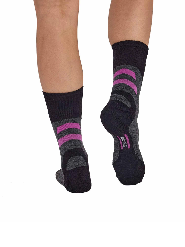 Skarpety termoaktywne damskie Brubeck Trekking Merino szaro-różowe
