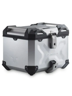 Zestaw: kufer centralny srebrny TRAX ADV + stelaż Adventure-rack SW-Motech Ducati DesertX 937 (26-) [poj.: 38l]