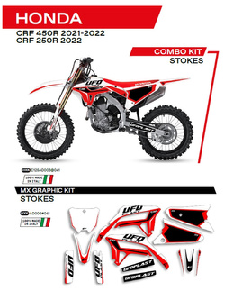 Komplet naklejek UFO Stokes do Hondy CRF 250R (22-), CRF 450R (21-) biały