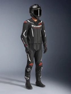 Kombinezon motocyklowy skórzany dwuczęściowy Alpinestars GP Force V2 czarno-biało-czerowny