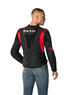 Kurtka motocyklowa skórzana REV’IT! Argon 3 Pro czarno-fluo czerwona
