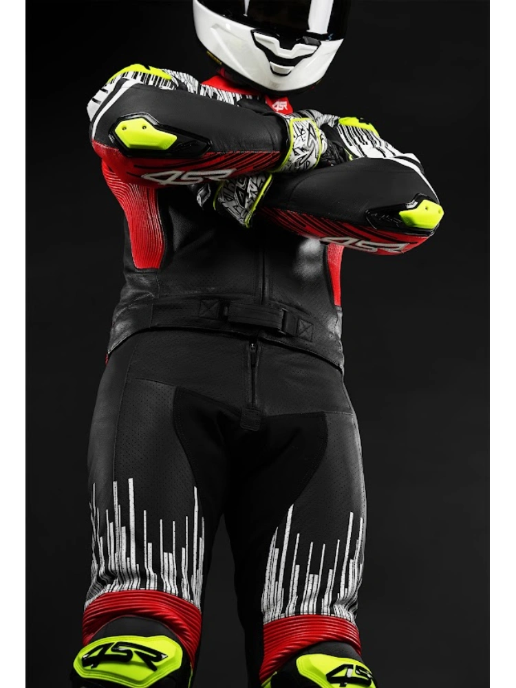 Kombinezon motocyklowy dwuczęściowy 4SR RR Stripes AR czarno-biało-czerwony
