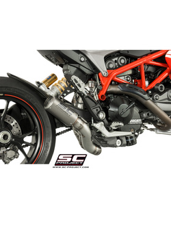 Tłumik SC-Project, CR-T Titanium (Slip On) z rurą łączącą 2-1 do likwidacji zaworu - Ducati Hypermotard 821 [13-16]