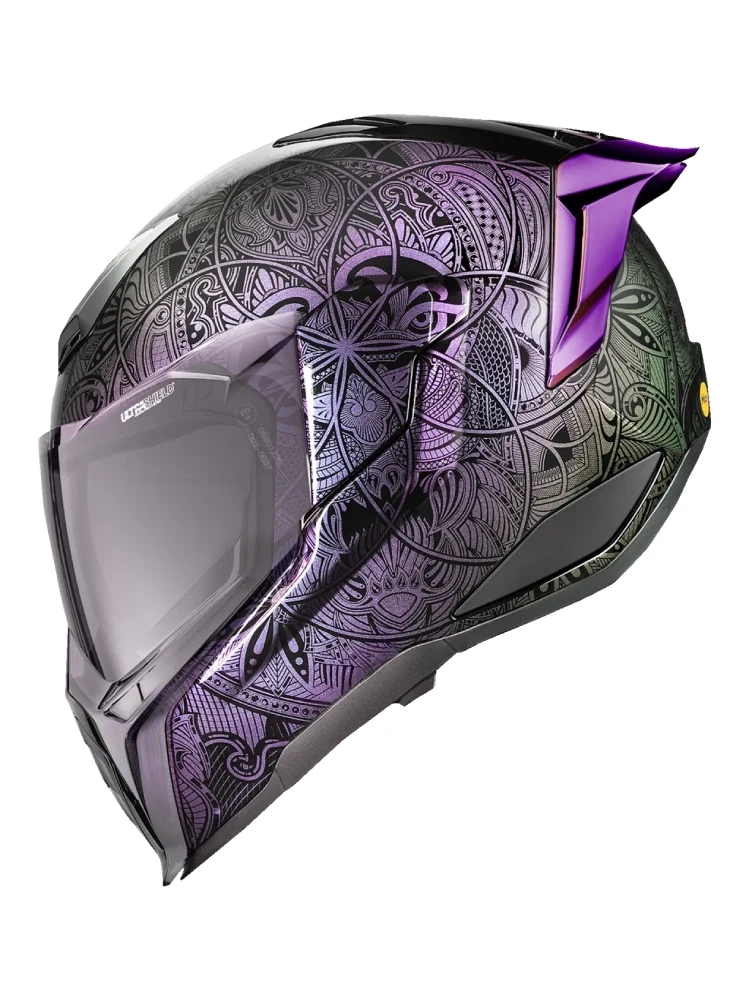 Kask integralny Icon Ultraflite MIPS Opal Mandala czarno-fioletowo-srebrny