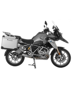 Zestaw: kufry boczne z anodowanego aluminium "And-S" Zega Pro + stelaże srebrne Touratech BMW R1250GS/ R1250GS Adventure/ R1200GS (13-21)/ R1200GS Adventure (14-21) (31+38L)
