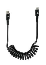 Kabel sprężynowy Usb typu C Apple 8 Pin Lampa 100 cm czarny