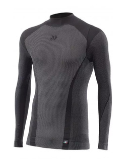 Koszulka termoaktywna z długim rękawem SIXS TS3 V2 z półgolfem, całoroczna czarno-karbonowa unisex