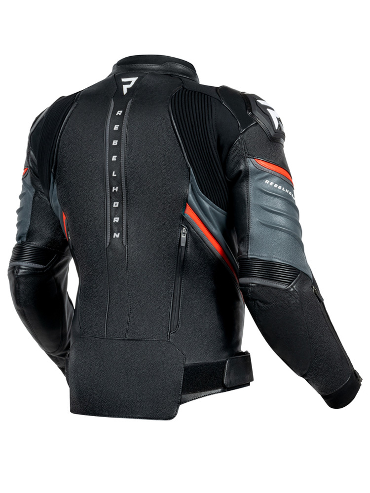 Kurtka motocyklowa skórzana Rebelhorn Veloce czarno-szaro-czerwona