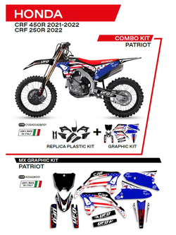 Komplet plastików i naklejek UFO Patriot do Hondy CRF 250R (22-), CRF 450 (21-) czarny