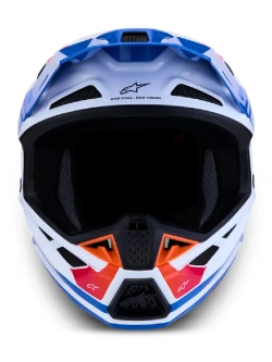 Kask enduro Alpinestars SM7 Core biało-niebiesko-pomarańczowy połysk