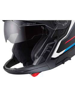 Zestaw: Kask otwarty Schuberth J2 Sigma czarno-biało-niebieski + dedykowany interkom motocyklowy