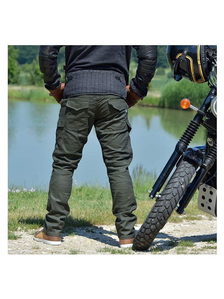 Jeansowe spodnie motocyklowe TRILOBITE Acid Scrambler Khaki 2.0