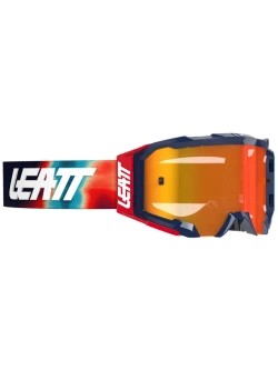 Gogle motocyklowe Leatt 5.5 Iriz z przyciemnianą czerwoną szybą, niebiesko-czerwone