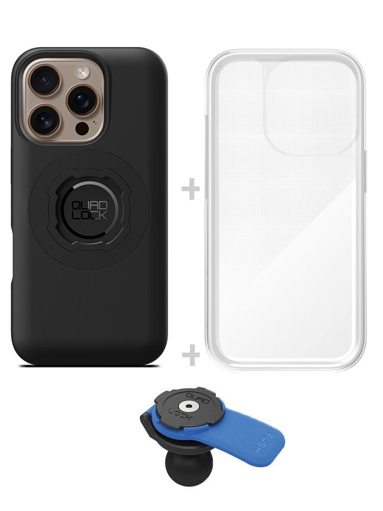 Zestaw: etui MAG na telefon iPhone 16 Pro (magnetyczne) + wodoodporny pokrowiec MAG + uchwyt kulowy Quad Lock