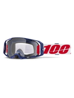 Gogle motocyklowe 100% ARmatic z przeźroczystą szybką niebiesko-czerwone