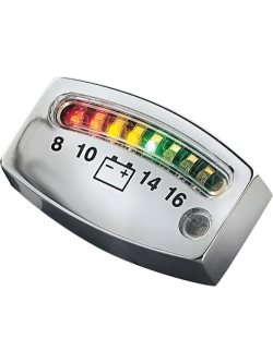 Miernik akumulatora z diodami LED Kuryakyn srebrny